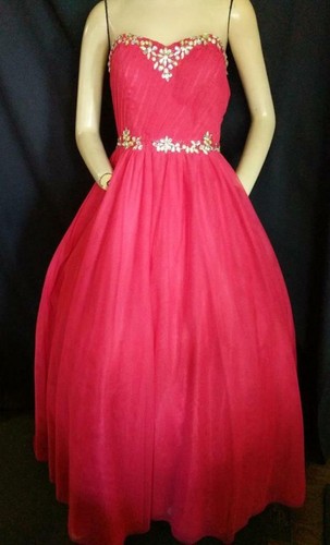 Red strapless full net - red,