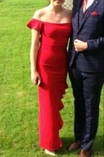 Maxi off shoulder ruffle deep