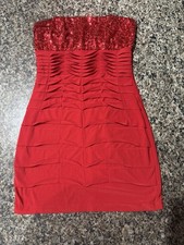 Deb Strapless Red Sequin Mini