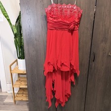 Y2K Deb Red Sequin Lace Hi-Low