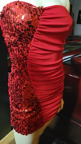 Red dress sequence clubwear - red,