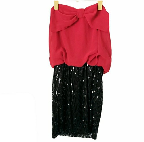 Deb red black strapless - black,